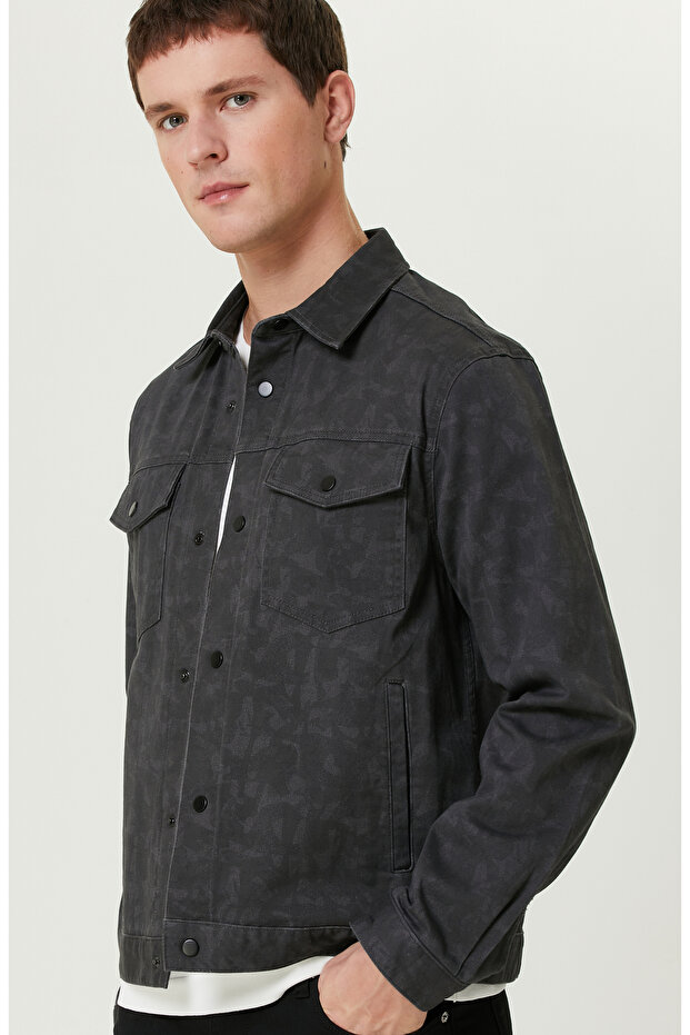 Siyah Desenli Denim Mont - 2