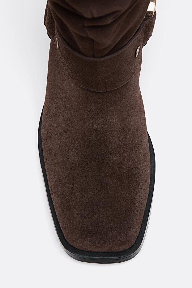 Düz deri tokalı bot - 5