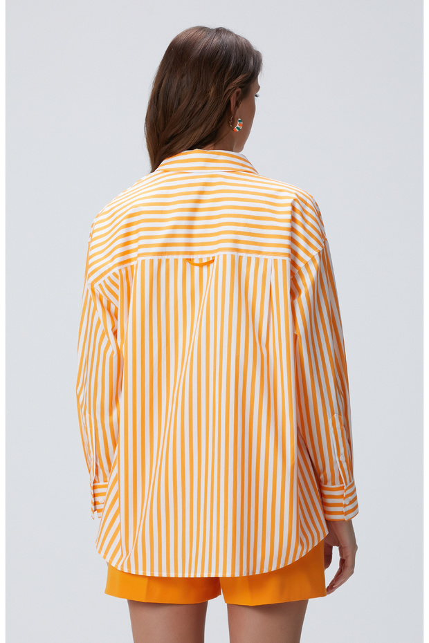 Turuncu Çizgili Gömlek - 6