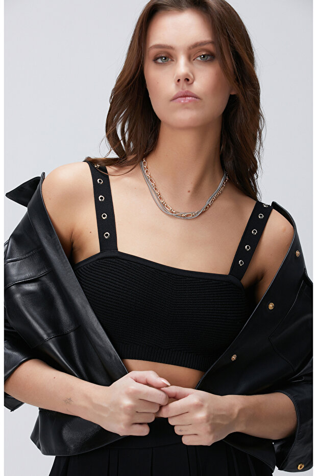 Siyah Triko Büstiyer - 3