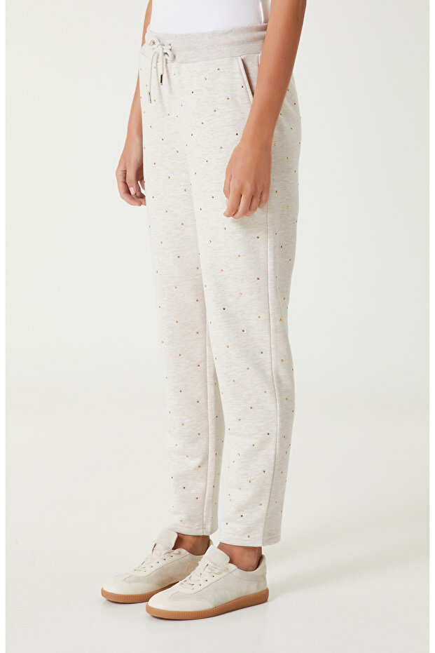 Bej Melanj Taş Baskılı Eşofman - 2