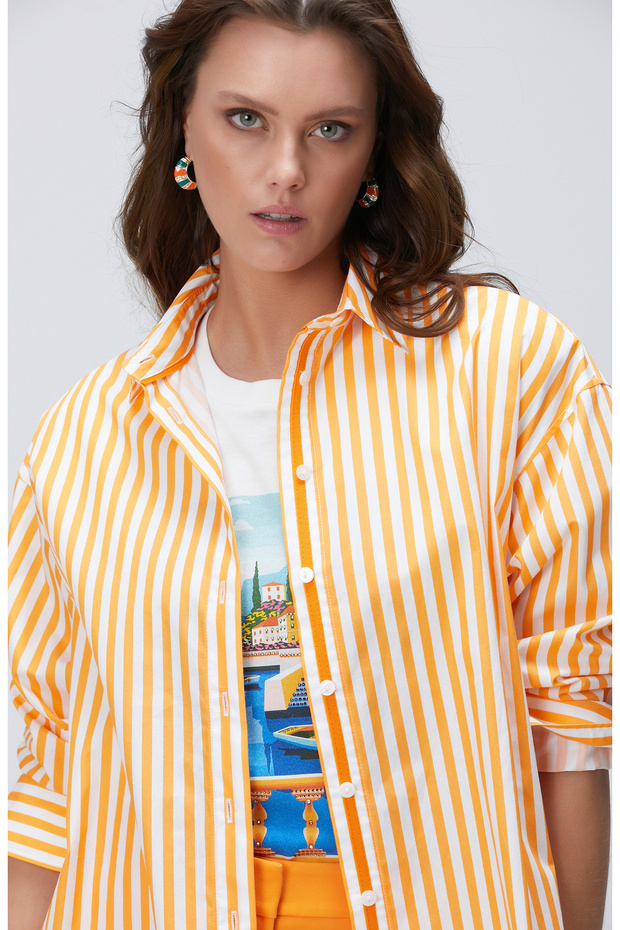 Turuncu Çizgili Gömlek - 2