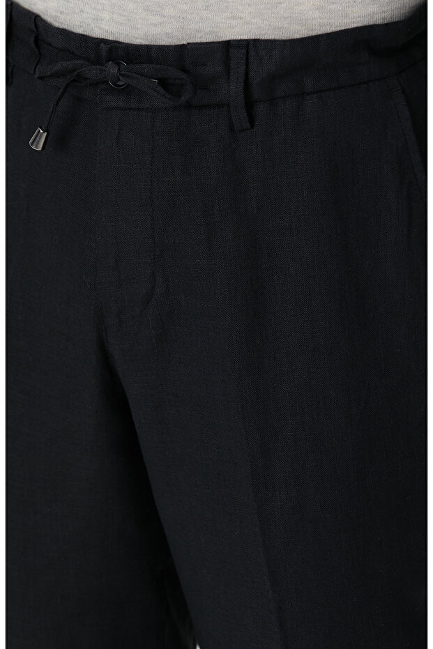 Siyah Keten Jogger Pantolon - 4