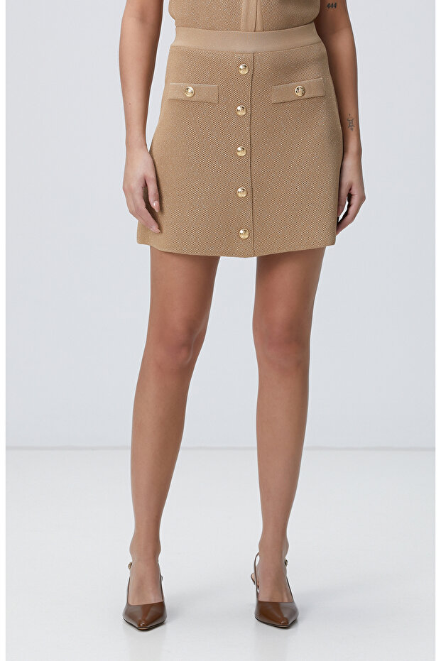Limited Bej Mini Etek - 3