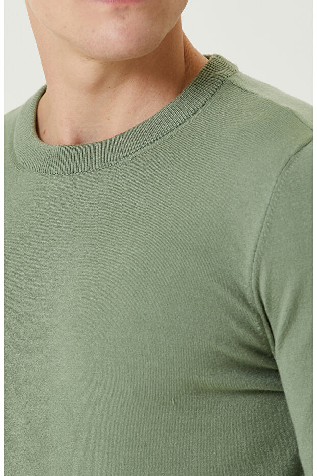 Yeşil Basic Triko Kazak - 6