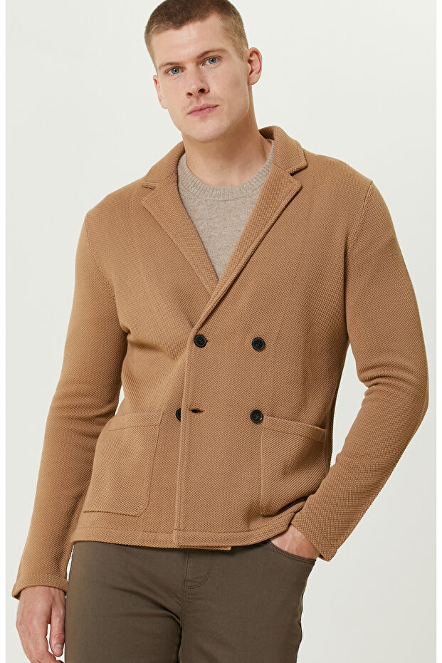 Camel Yün Karışımlı Triko Ceket - 2