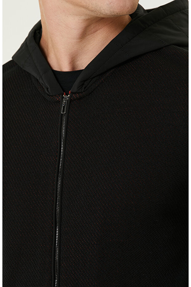 Siyah N-Tech Yün Karışımlı Hırka - 6