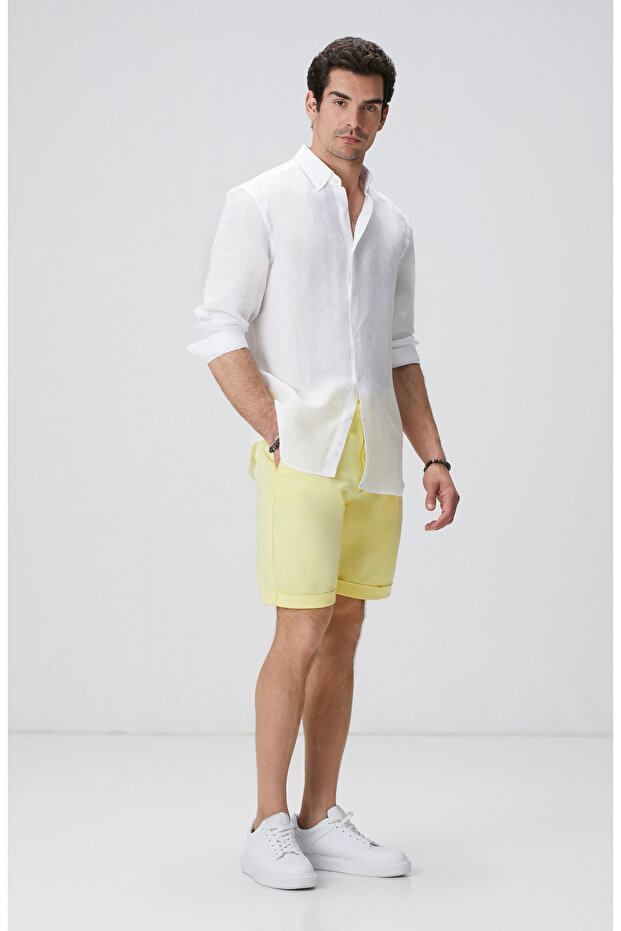 Beyaz Keten Gömlek - 3