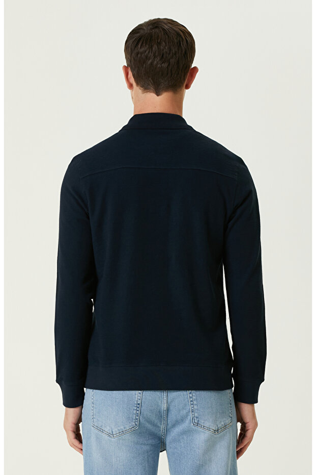Lacivert Polo Yaka SweaTshirt - 5