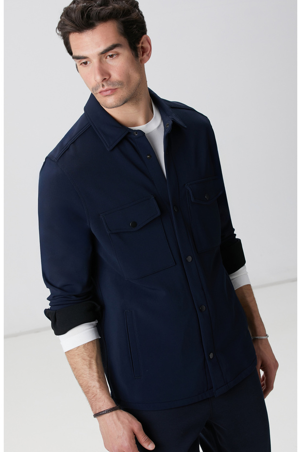 N-Tech Lacivert Diyagonal Dış Gömlek - 2