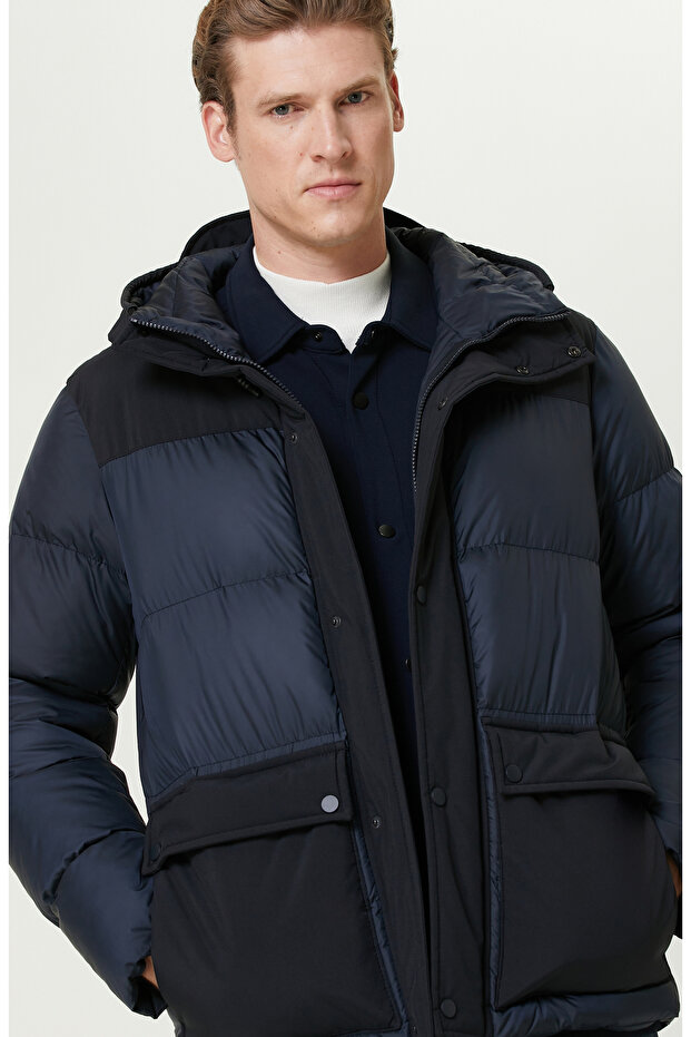 Lacivert Kapitoneli Mont - 1