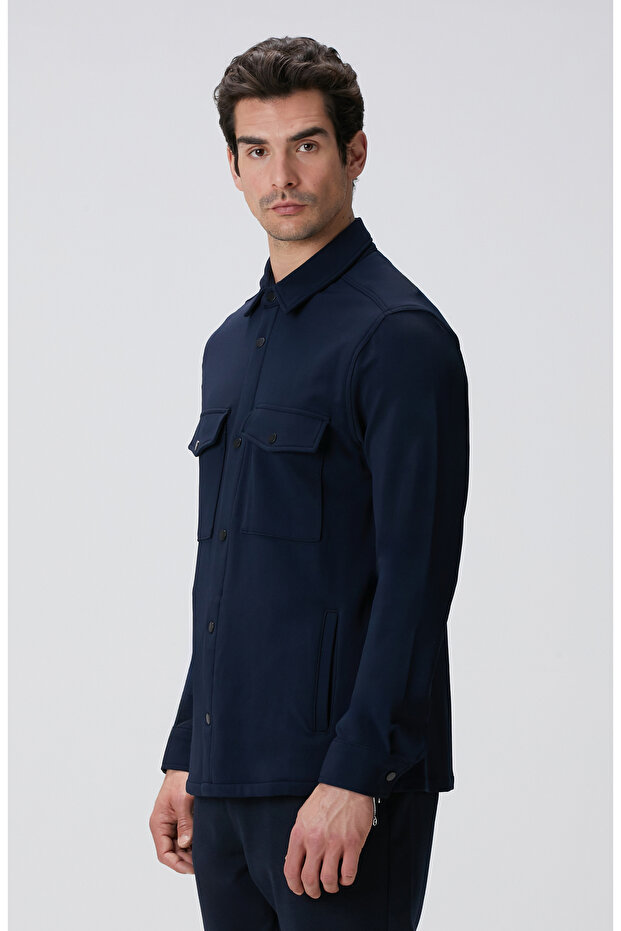 N-Tech Lacivert Diyagonal Dış Gömlek - 4