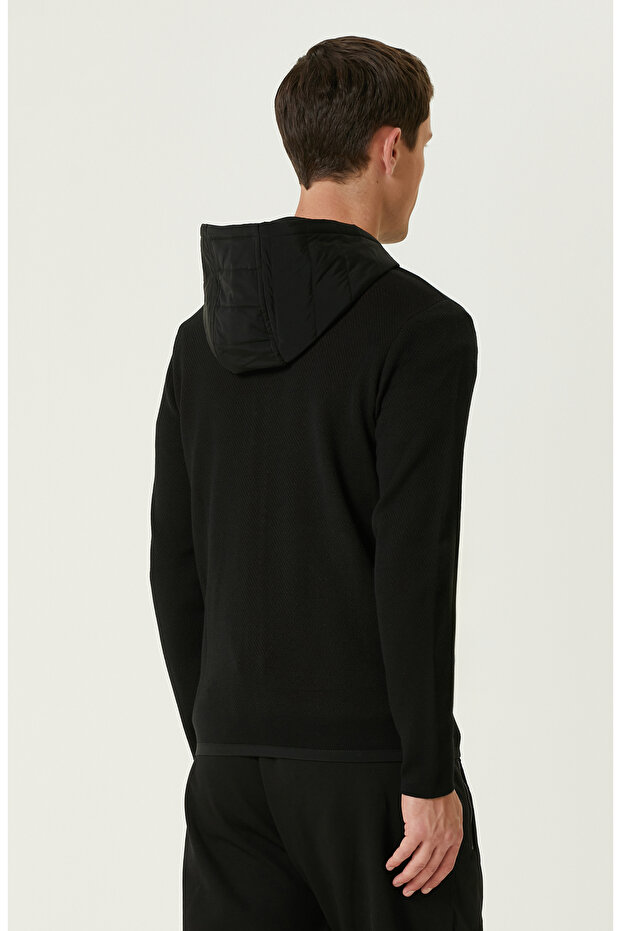 Siyah N-Tech Yün Karışımlı Hırka - 5