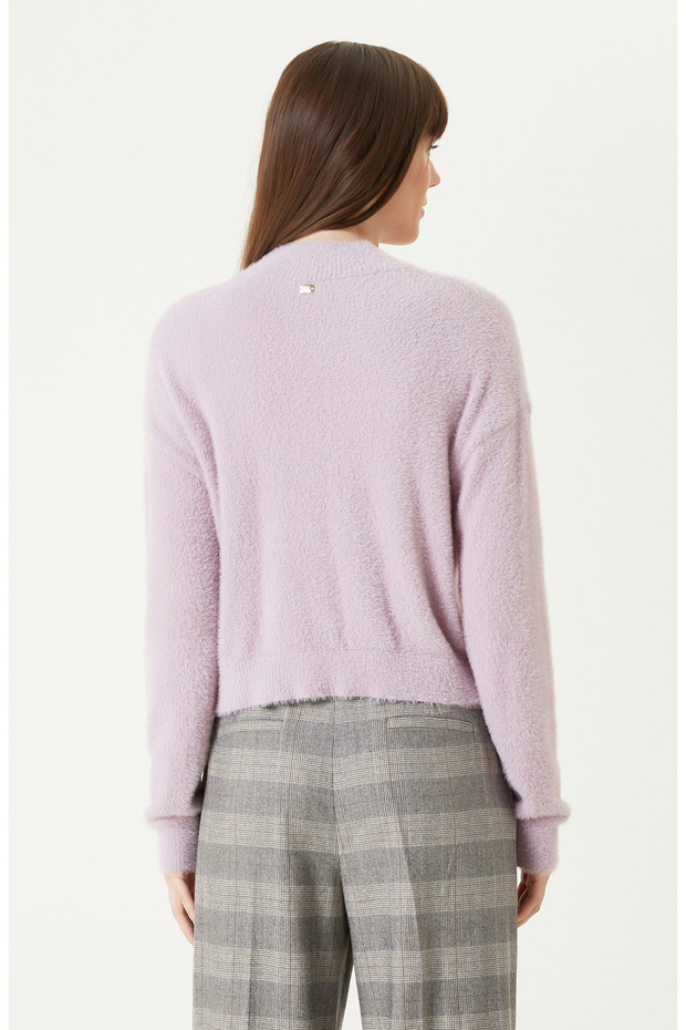 Lila Yumuşak Dokulu Basıc Triko Kazak - 6