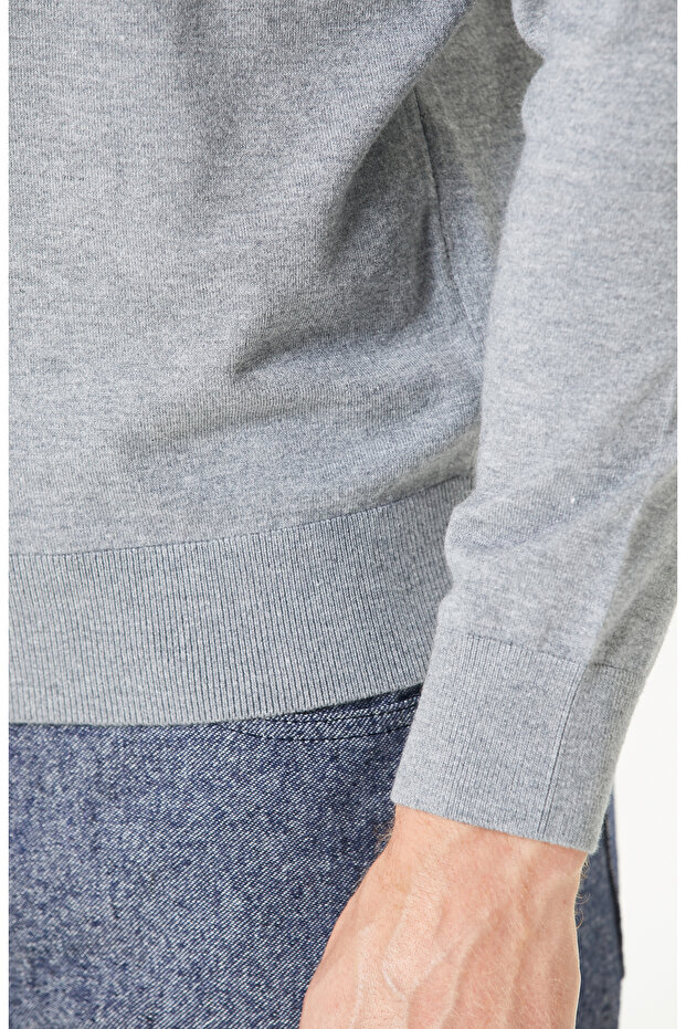 Gri Melanj Basic Triko Kazak - 6