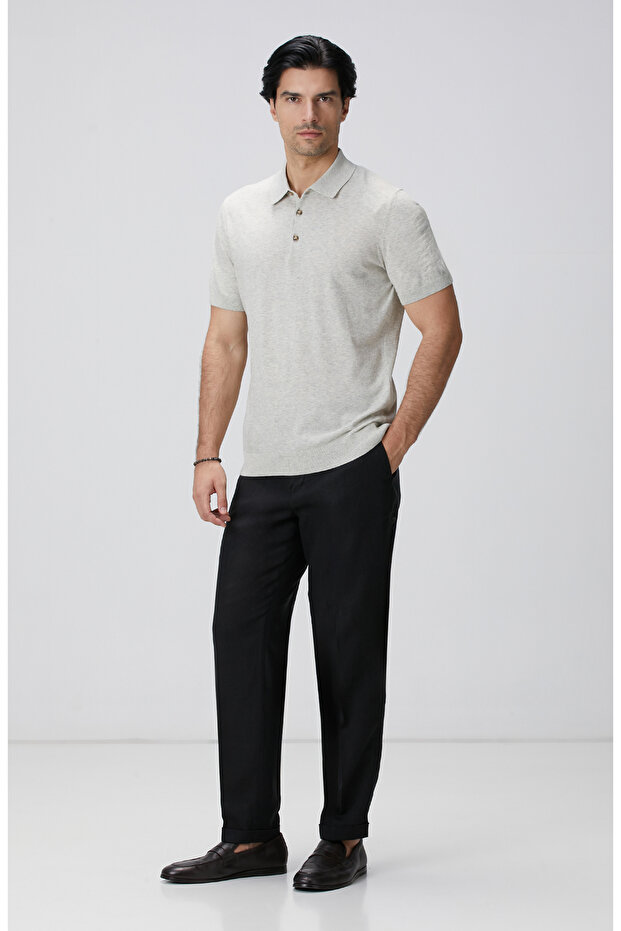 Gri Melanj Polo Yaka Basic Kazak - 3