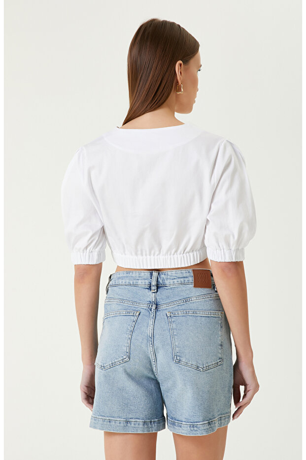 Beyaz Crop Bluz - 6