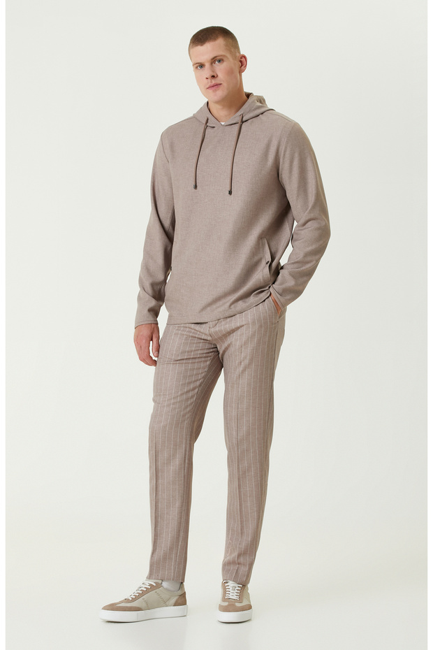 Bej Çizgili Pantolon - 1