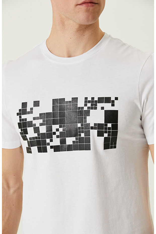 Beyaz Baskılı T-Shirt - 6