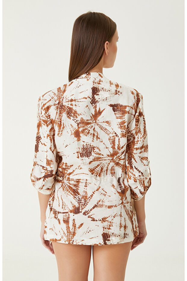 Ekru Kiremit Keten Ceket - 6