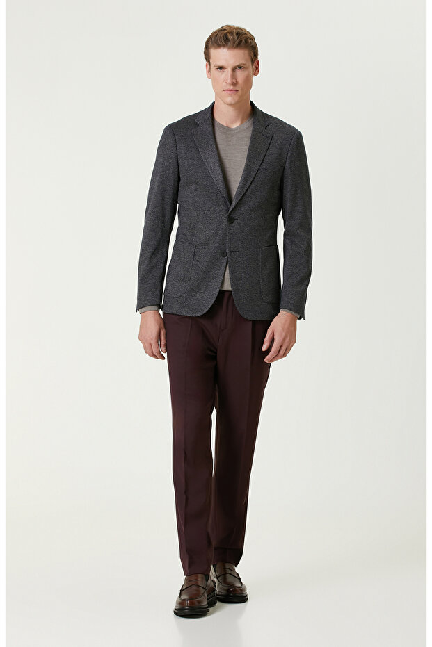 Bordo Diyagonal Comfort Pantolon - 1