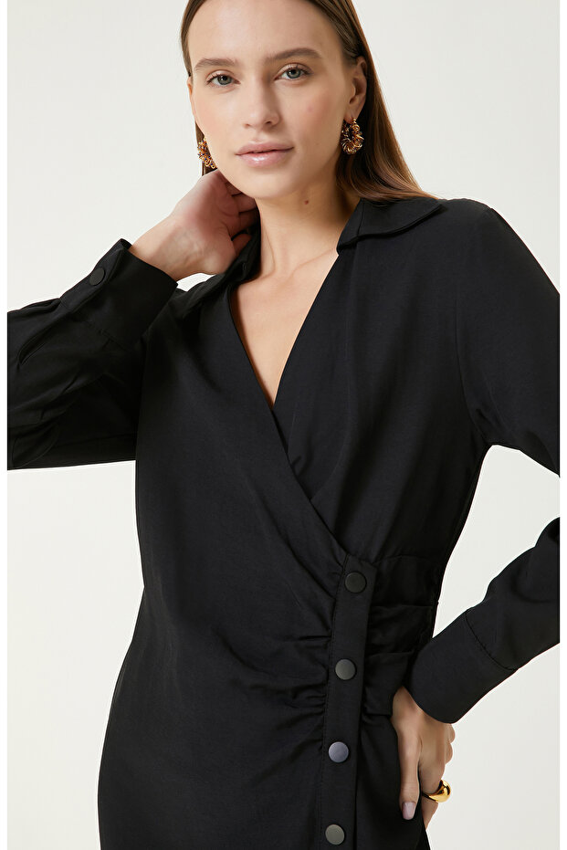 Siyah Mini Elbise - 2