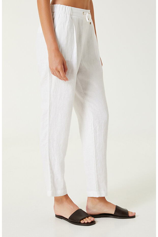 Beyaz Keten Pantolon - 3