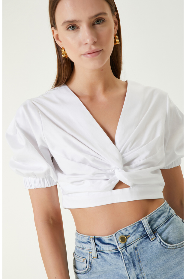 Beyaz Crop Bluz - 2