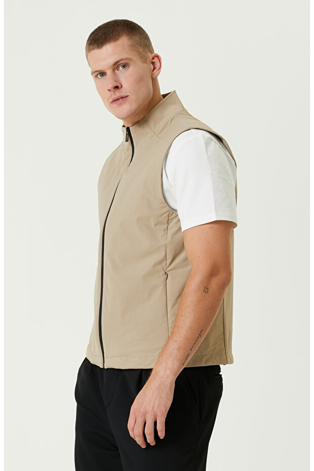 Bej N-Tech Dik Yaka Casual Yelek - 4