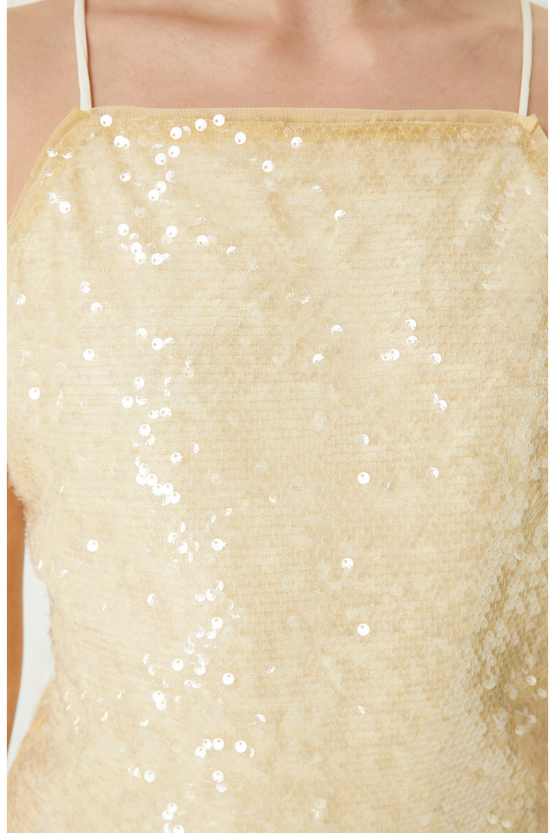 Açık Sarı Abiye Elbise - 5