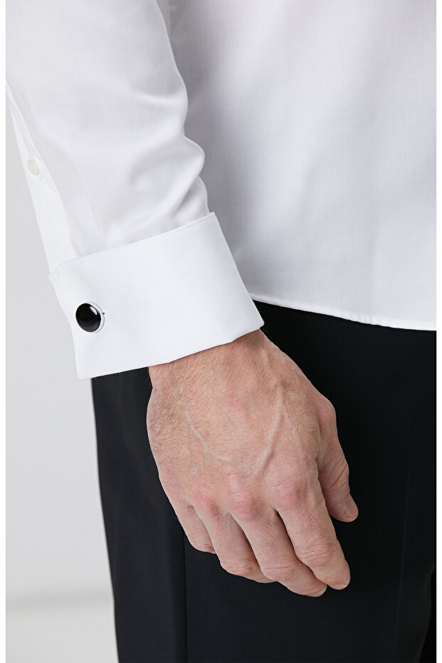 Beyaz Non-ıron Smokin Gömlek - 8