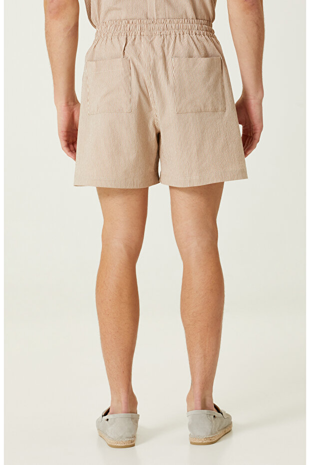 Bej Çizgili Şort - 3