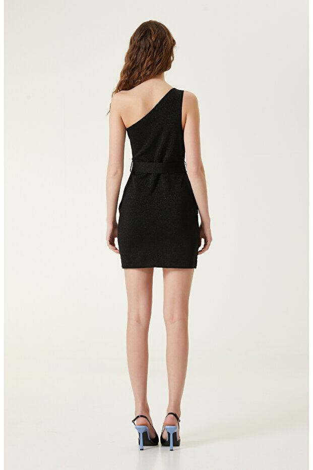Siyah Mini Triko Elbise - 5
