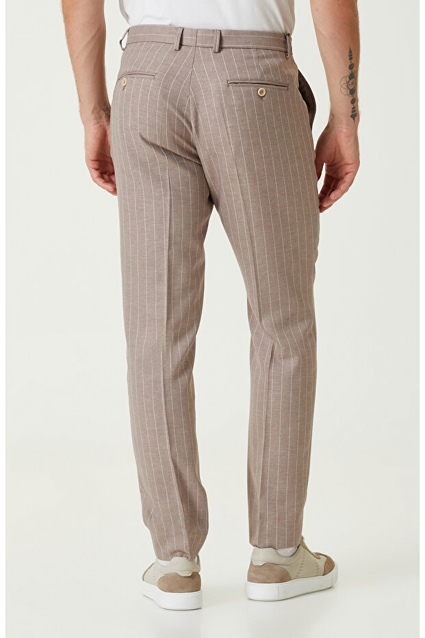 Bej Çizgili Pantolon - 3