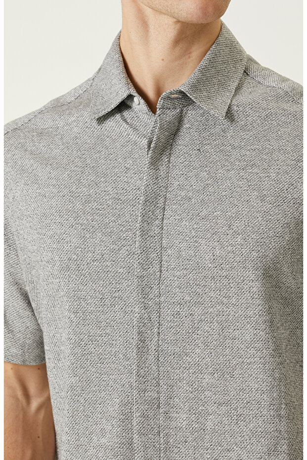 Gri Keten Gömlek - 6