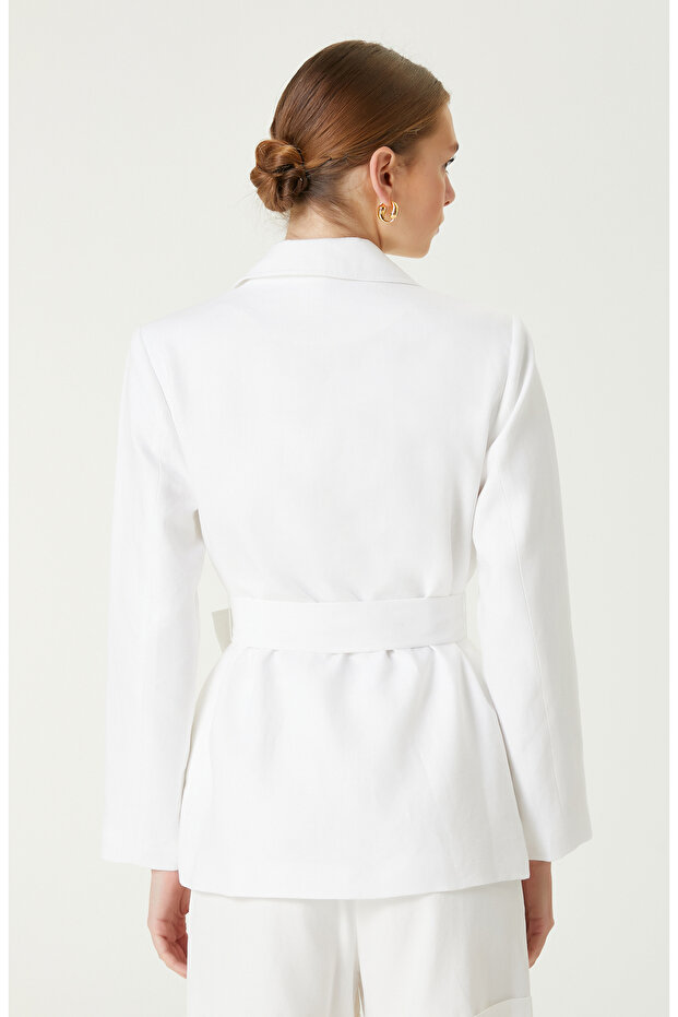 Beyaz Keten Ceket - 6