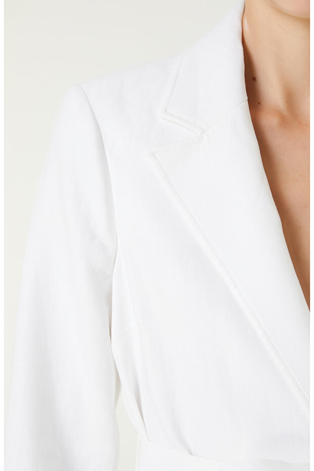 Beyaz Keten Ceket - 5