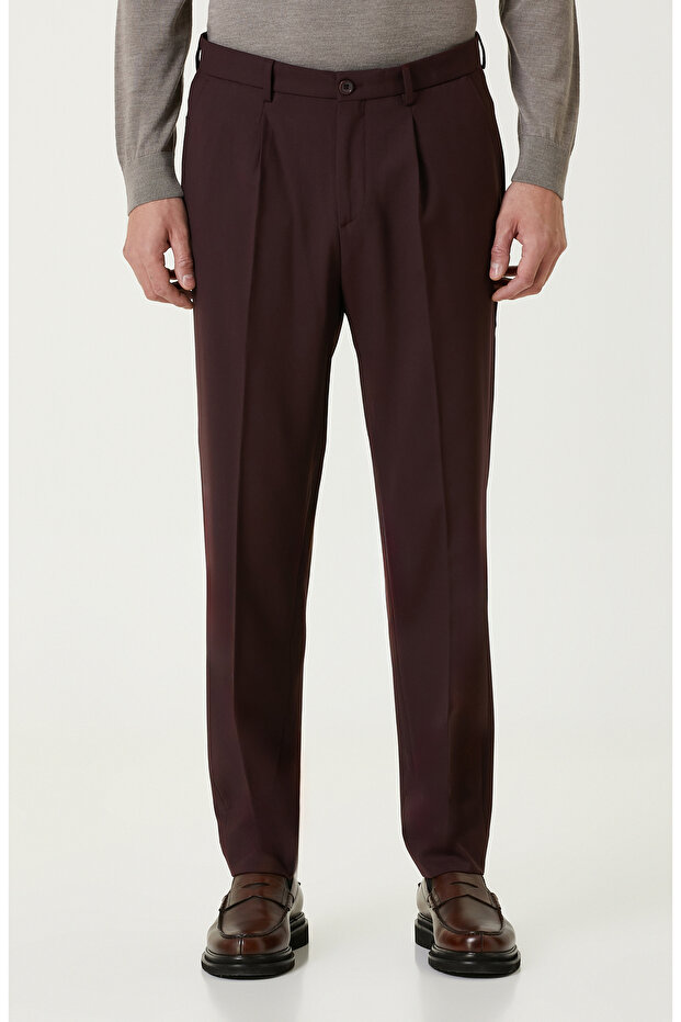 Bordo Diyagonal Comfort Pantolon - 2