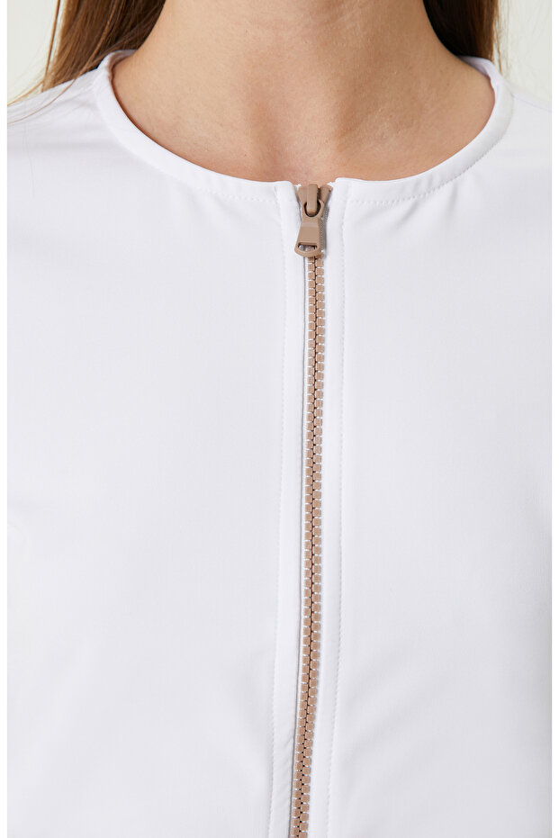 N-Tech Kırık Beyaz Crop Bluz - 5