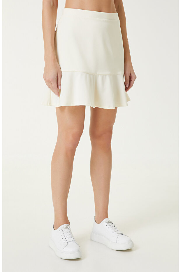 Ekru Mini Etek - 4