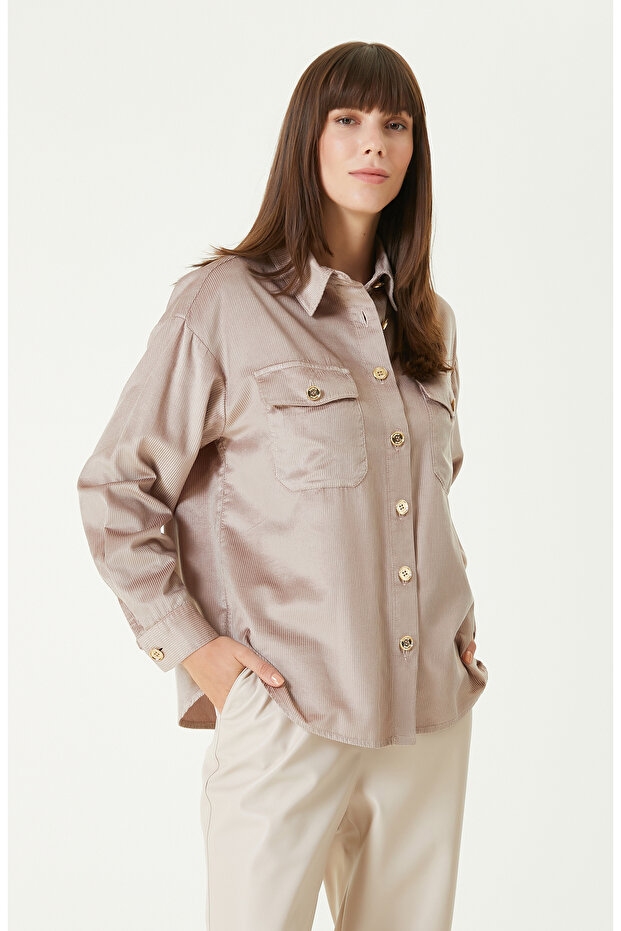 Vizon Fitilli Kadife Dış Gömlek - 1