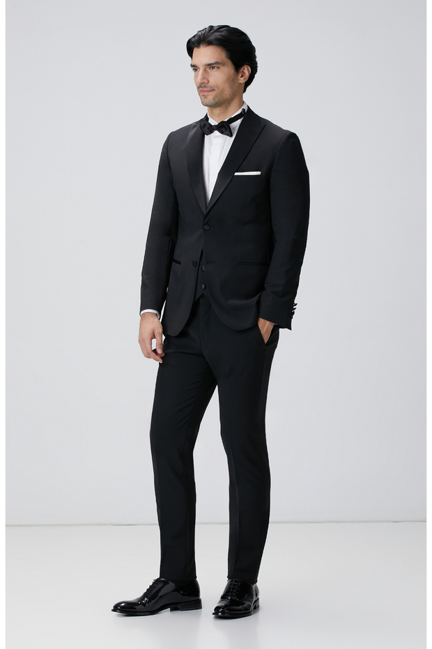 Siyah Yün Karışımlı Yelek - 3