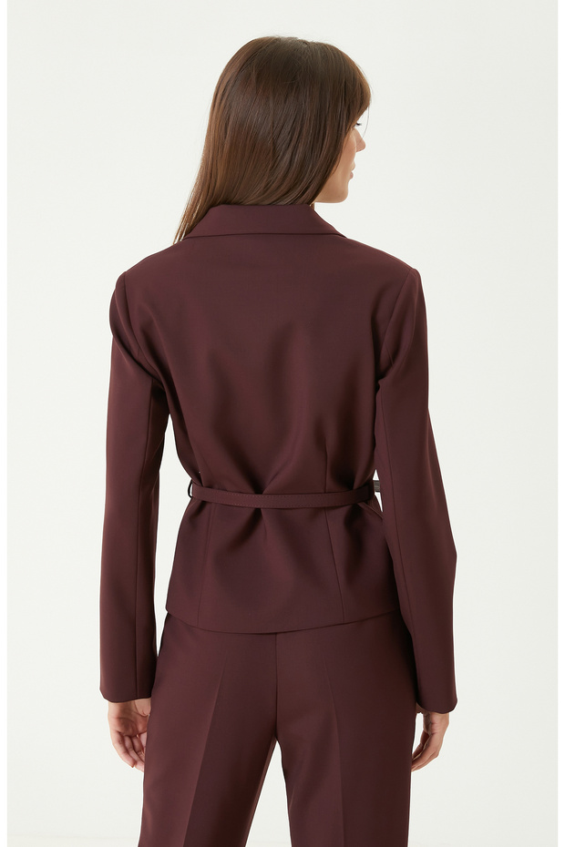 Bordo Yün Karışımlı Ceket - 6