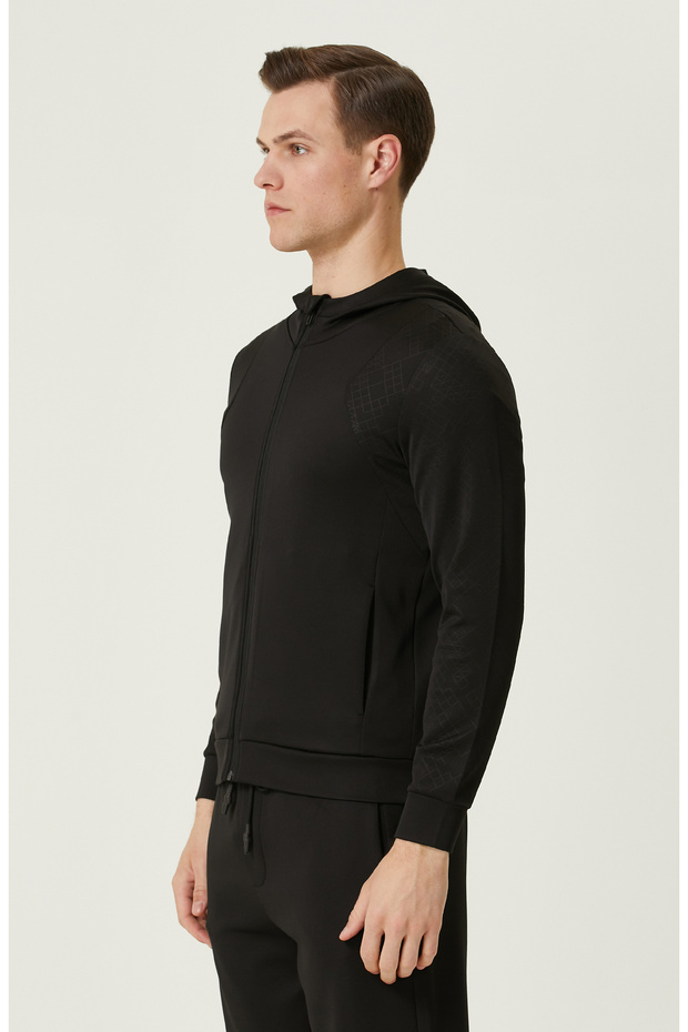 N-Tech Siyah Kapüşonlu Sweatshirt - 4