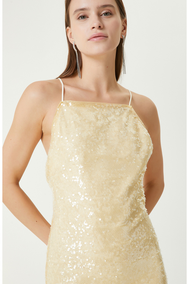 Açık Sarı Abiye Elbise - 3