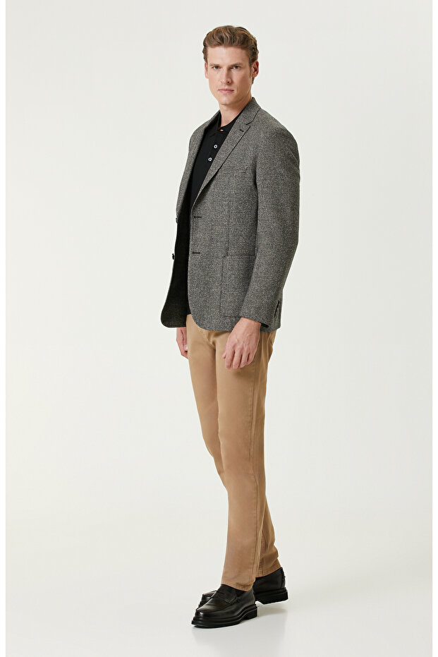 Siyah Polo Yaka Yün Karışımlı Triko Kazak - 3