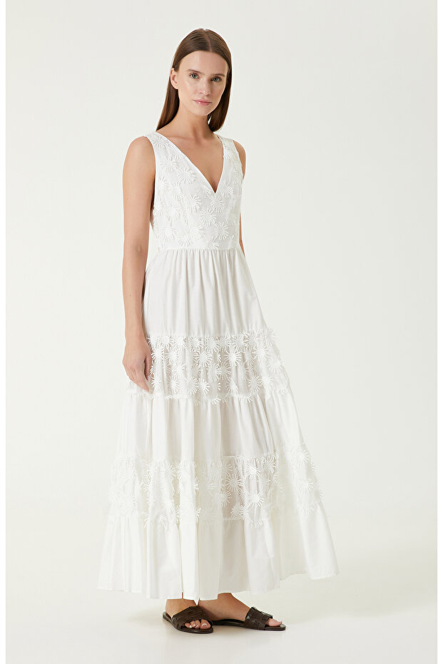 Limited Ekru Maksi Elbise - 3