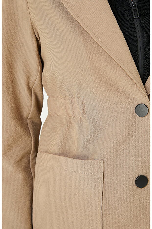 N-tech Bej Beli Lastikli Ceket - 5