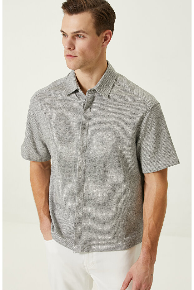 Gri Keten Gömlek - 2