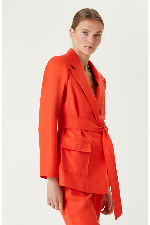 Nar Çiçeği Keten Ceket - 1